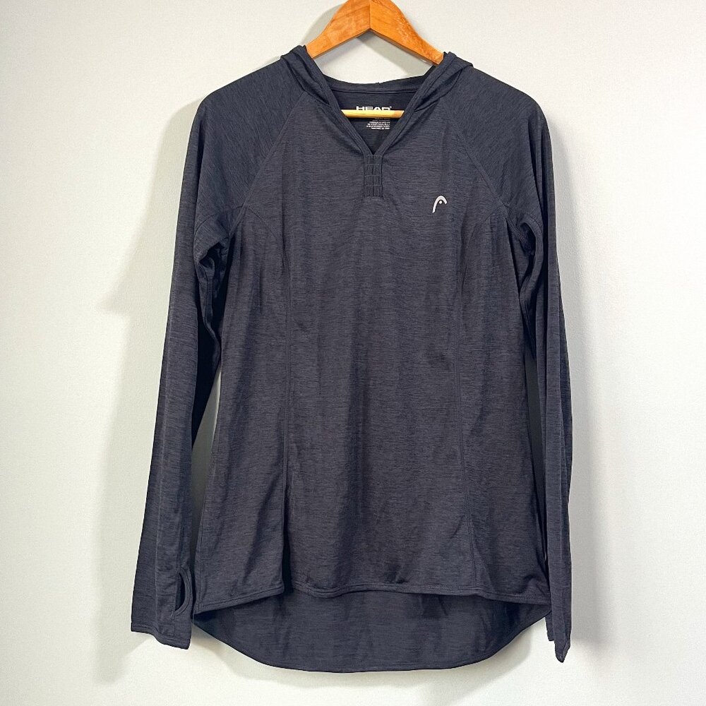 HEAD Runner Top with Hoodie in dark Gray size Large